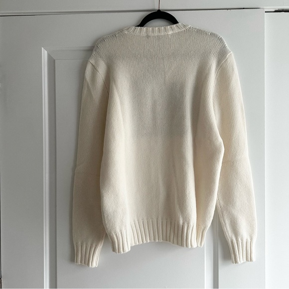 Ralph Lauren Purple Label Cream Cashmere Crewneck Sweater with American Flag NWT - Picture 3 of 7